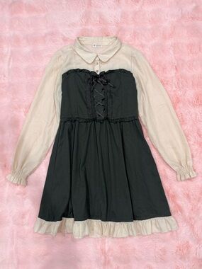 Axes Femme Green Coquette Long Sleeve Dress
